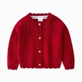 thumbnail image 2 of KPOPLK Fall Girls Knit Cardigan Sweaters Toddler Little Girls Long Sleeve Button up Cardigan Cover up Tops Red Size 18-24 Months, 2 of 7