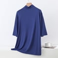 thumbnail image 6 of Fengactive Womens Mock Neck Lounge Set Half Sleeve Top and Drawstring Wide Leg Pants Sleepwear, 6 of 6