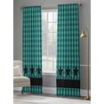 thumbnail image 4 of Checkered Stars Sheer Curtains for Living Room Bedroom, Light-filtering Sheer Curtain, Retro Green Black Plaid Art Rod Pocket Voile Window Treatment Drapes, 52’’Wx96’’L, 2 Panels Set, 4 of 7