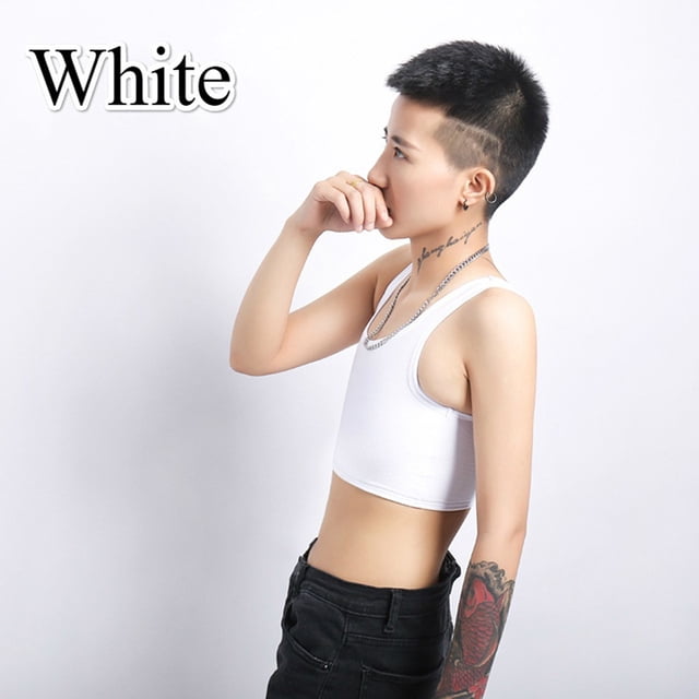 Fashion Tank Chest Breast Binder Trans Lesbian Breathable Les Cosplay White Blackpangjing