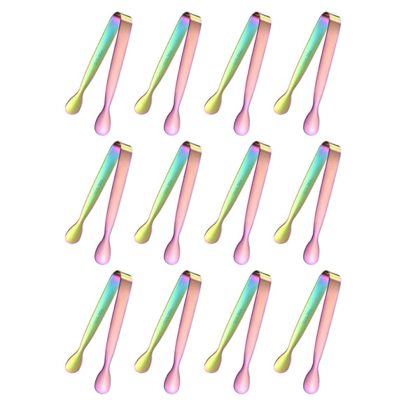 Uxcell 12-Pack Mini Pinzas de Servicio, 4.3 Pulgadas Mini Pinzas de Acero Inoxidable para Cubos de Azúcar y Hielo [Colorido]