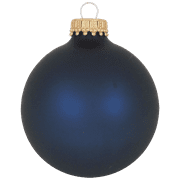 Holiday Time Shiny Dark Blue 2 5/8" Round Glass Christmas Ornaments 8 Count