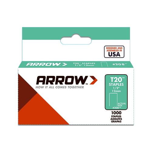 Arrow T2012S T20 Staples 12mm 1//2in Box 1000