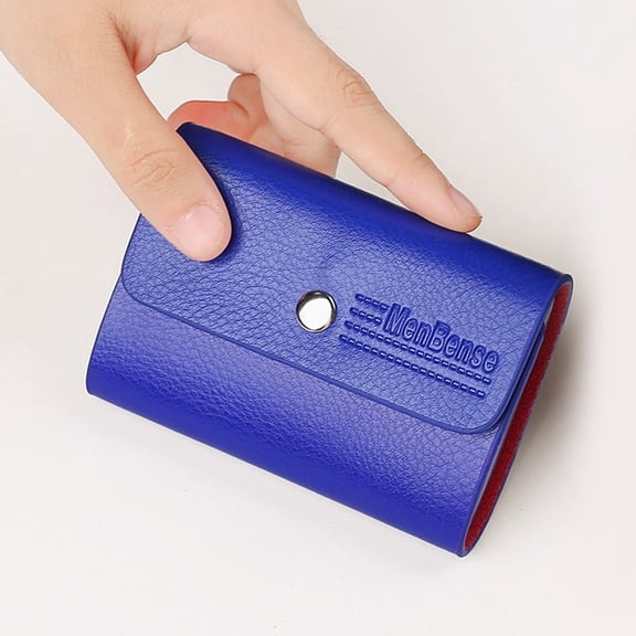Women Men Leather Pocket 26 Slots Bits Credit ID Card Organizer Wallet Card Holder Bag Coin Purse ID Credit Card Holder Credit Card Cover BLUE