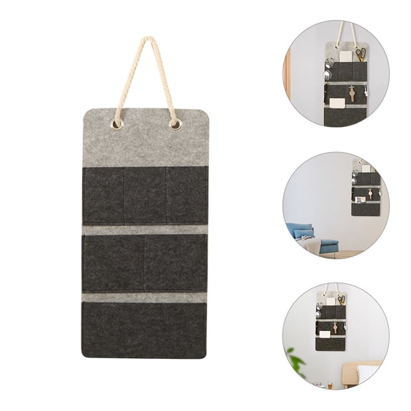 Mobutofu Dark Grey Hanging Storage Bag with Felt Material for Wall Door Closet Organizer Pocket