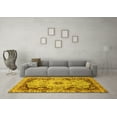 thumbnail image 3 of Ahgly Company Machine Washable Indoor Square Oriental Yellow Traditional Area Rugs, 4' Square, 3 of 4