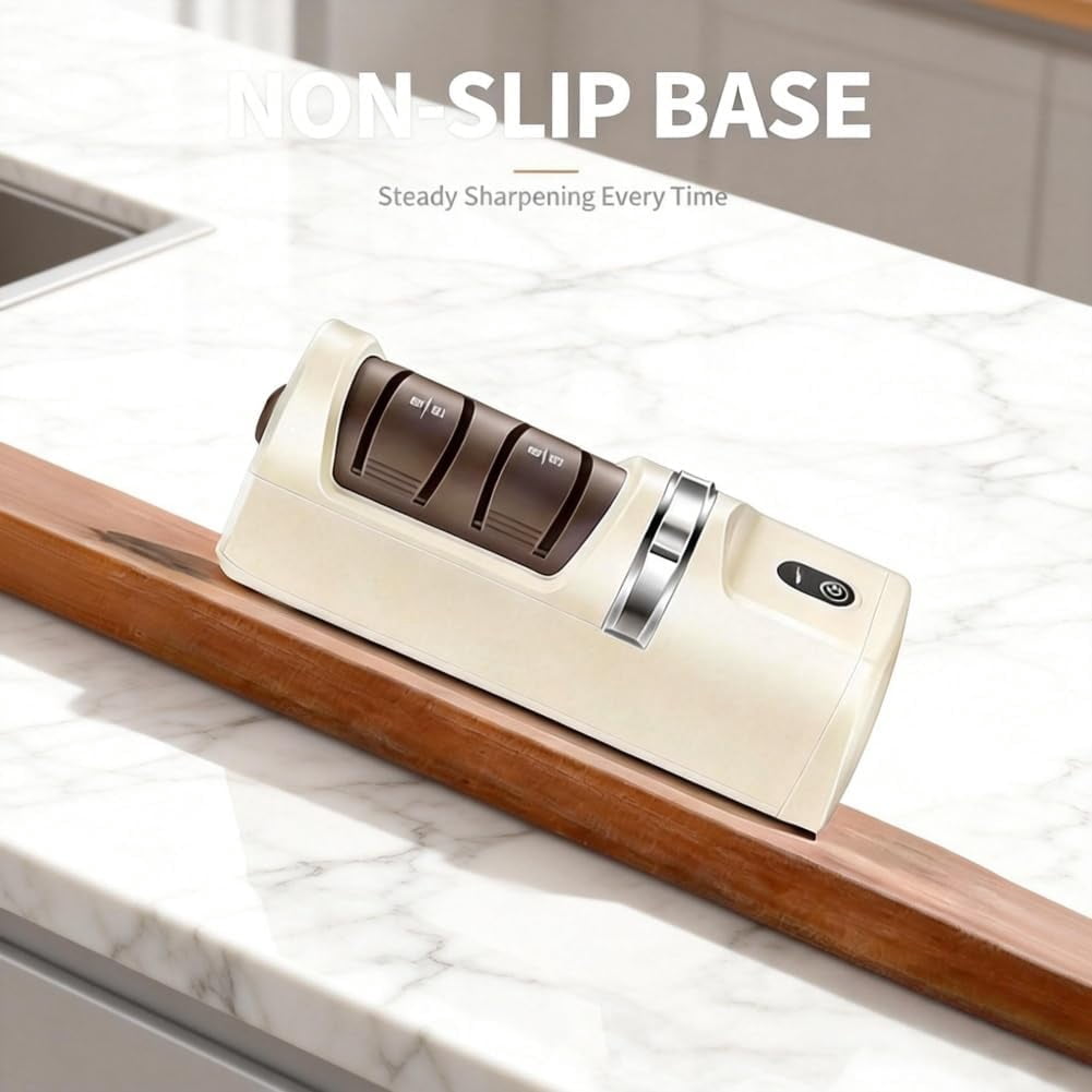 Automatic Kitchen Knife Sharpener, Professional 3-Stage Sharpening with Diamond Abrasive Wheels, Cordless Rechargeable Portable, for Most Household Knives