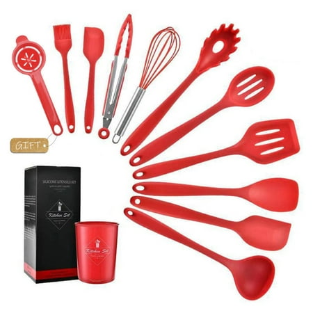 

10pcs Silicone Kitchen Utensils Set Non-stick Spatula Shovel Kitchen Utensil Set with Kitchen Tool Storage Box