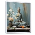 thumbnail image 2 of Designart "Tranquil Zen with Blue Buddha Statue I" Spiritual Framed Wall Art - Global Blue Meditation Entryway Framed Wall Art Print, 2 of 6