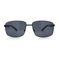 thumbnail image 3 of Polarized Mens Rectangular Metal Rim Gentlemanly Wrap Curved Sunglasses [All Black], 3 of 7