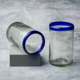 thumbnail image 4 of 10 Strawberry Street Cobalt Rim Hiball Handblown Mexican Glass, Set of 6, 4 of 4