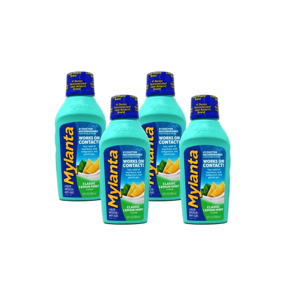 Mylanta Antacid & Anti-Gas Maximum Strength Liquid, Classic, 12oz, 4-Pack