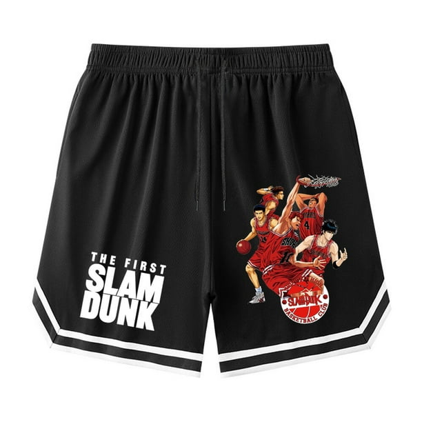 Pantalones cortos de Anime Slam Dunk para hombre, pantalones cortos de baloncesto SHOHOKU Sakuragi Hanamichi, Manga de gran tamaño, pantalones de cinco puntos, sueltos y transpirables
