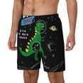 thumbnail image 2 of Gaeub Space Dino Cartoon Black Mens Swim Trunks Stretch Beach Shorts Quick Dry for Men Swim Shorts Swimwear with Pockets- Small, 2 of 9