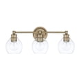 thumbnail image 2 of Mid-Century - Three Light Bath Vanity, Aged Brass Finish with Clear Glass, 2 of 2