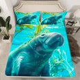 thumbnail image 2 of Erosebridal Cute Manatee Queen Bed Sheets Set,3D Manatee Bedding Set for Manatee Lovers,Underwater Oasis Flat Fitted Sheet,Hawaii Nautical Marine Life Sheet Set,Blue Green,4Pcs, 2 of 5