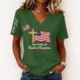 thumbnail image 3 of Textilo Women's 4th Of July Shirts Short Sleeve V-Neck Shirt American Flag Design T-Shirt 1776–2026 Patriotic Independence Day Tee Tops,Green M, 3 of 4