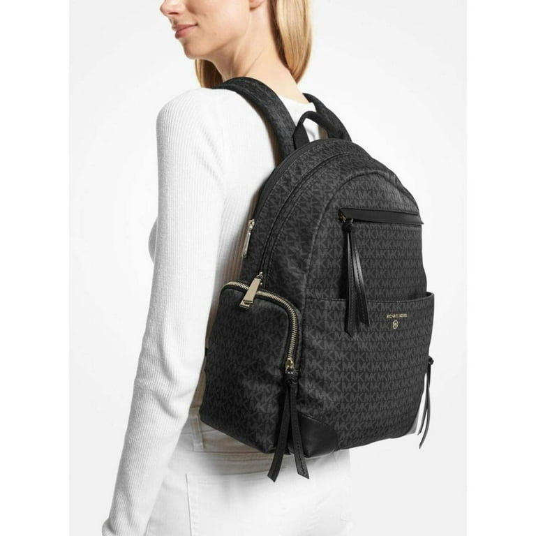 Michael Kors Womens Prescott Black Signature Logo Large Backpack