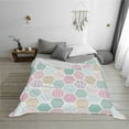 thumbnail image 2 of YFYANG Lightweight Warm Flannel Blanket, Pastel Lovely Hexagonal Pattern Throw Blanket for Bed, Sofa, Travel, Camping, 80"x60", 2 of 7