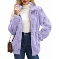 thumbnail image 2 of Women'S Long Sleeve Full Zip Soft Warm Fleece Jacket Light Purple XXL, 2 of 7