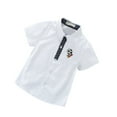 thumbnail image 2 of Baby Boy Summer Clothes Summer Kids Baby Boys Polka Dot Print Casual Short Sleeved Button Up Shirt Formal Dress Up Summer Tops White 5 Years-6 Years, 2 of 3