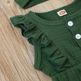 thumbnail image 5 of FRSASU Kids Clothing Baby Kids Girls Sleeveless Ruffle Button Romper jumpsuit+Headband Set Green 80(80), 5 of 9