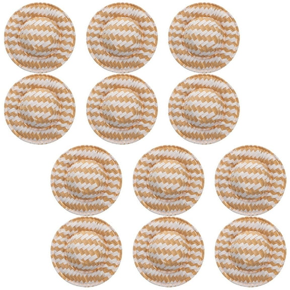 SEWCHICS Mini Woven Straw Paper Hats Small Props for Dolls Classroom Craft Projects 12 Pieces Set