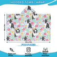 thumbnail image 2 of Boston Terriers and Flowers Hooded Bath Towel，60"x35" for Ages 3 To 12 Kids, Quick Dry Lightweight Soft Microfiber Hood Beach Towel Cover Up for Kids, 2 of 7