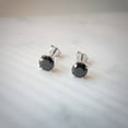 thumbnail image 2 of Mangal Jewels 3 Ct Round Cut 4mm Black Diamond Solitaire Womens Stud Earrings 14k White Gold Finish, 2 of 2