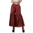 thumbnail image 2 of Moomaya Women's Elastic Waist Sharara Pants Cotton Loose Solid Color High Waist Dance Bottom, 2 of 6