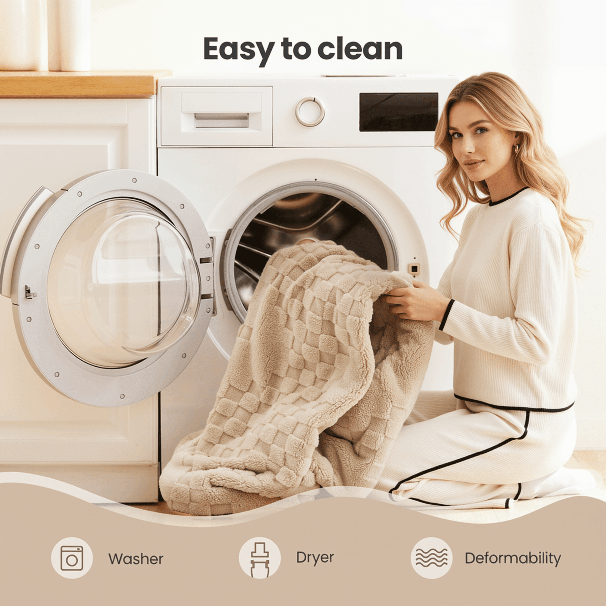 Naipo Heated Blanket Throw 50x60inch Electric Blanket with 6 Heat Settings and 1-4H Auto off Timer, Machine Washable Soft Flannel Fleece Blanket for Couches, Beds for Home Office Use, Beige