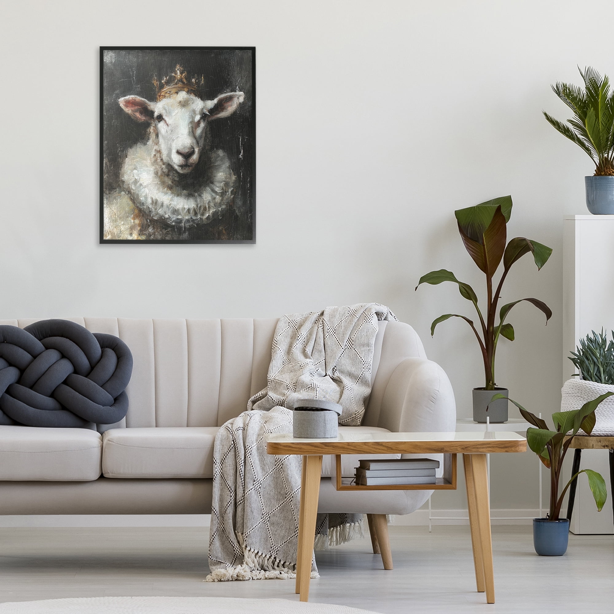 Stupell Industries Crowned Sheep Portrait Black Framed Giclee Art, design by Svetlana Aleynikova