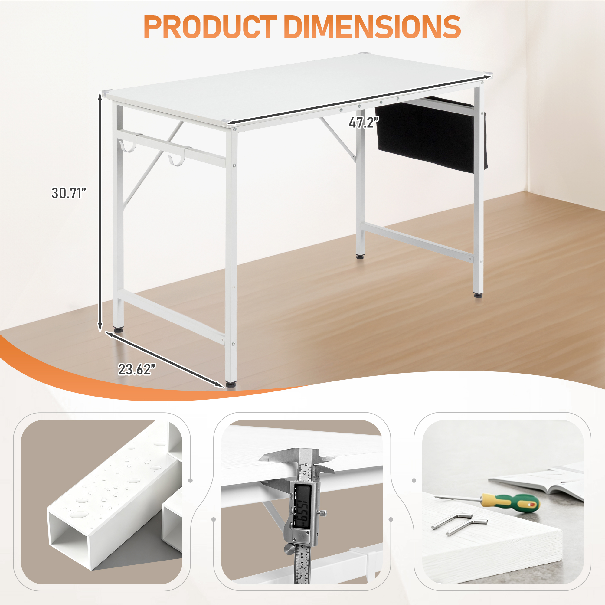 Ktaxon 47" Wood Computer Desk PC Laptop Study Table Workstation Home Office Furniture, White