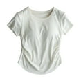 thumbnail image 2 of Crop Tops for Women Cute Trendy Basic Tight Rounk Neck Blouse Short Sleeve Crop Tops Flash Picks, 2 of 4