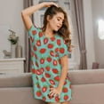 thumbnail image 3 of Naloa Hand Drawn Strawberry Print Women Nightgowns,Womens Loungewear,Short Sleeve Sleepwear,Comfy Ladies Nightdress, 3 of 6