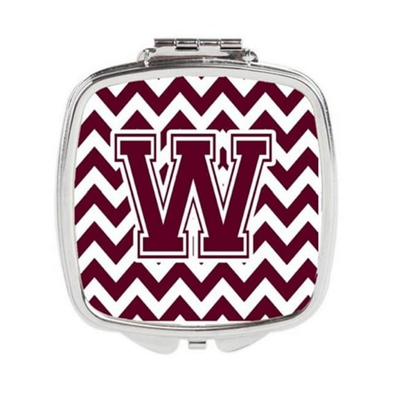 Carolines Treasures  Letter W Chevron Maroon & White Compact Mirror - 3 x 0.3 x 2.75 in.