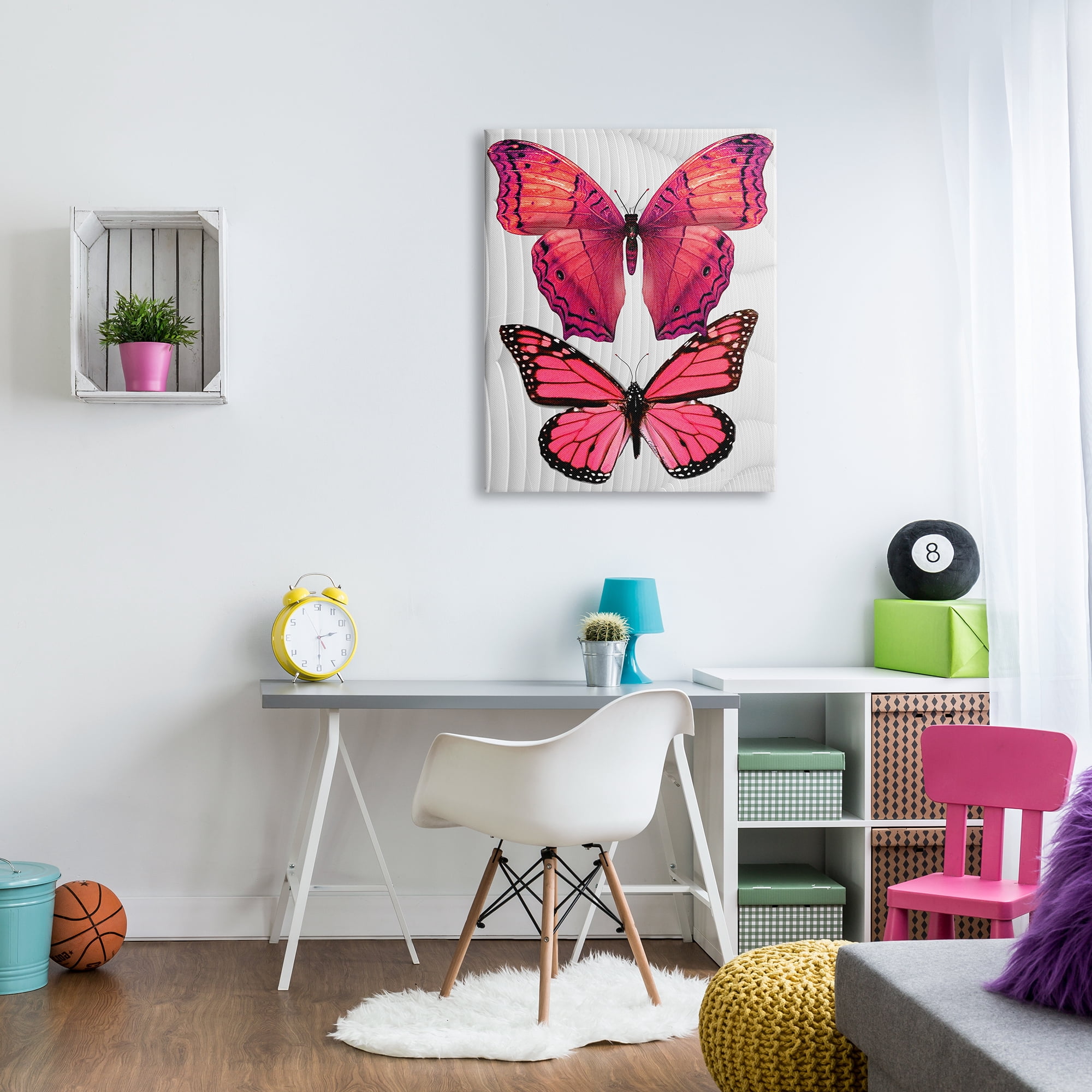 Stupell Industries Modern Pink Butterflies Animals & Insects Painting Gallery Wrapped Canvas Print Wall Art, 30 x 40