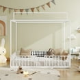 thumbnail image 5 of Euroco 3-in-1 Convertible Montessori Metal Bed, Toddler Bed, Floor Bed, Platform Bed,Modern Minimalist Design Canopy Bed Flame, Easy Assembly, Twin Size, White, 5 of 15