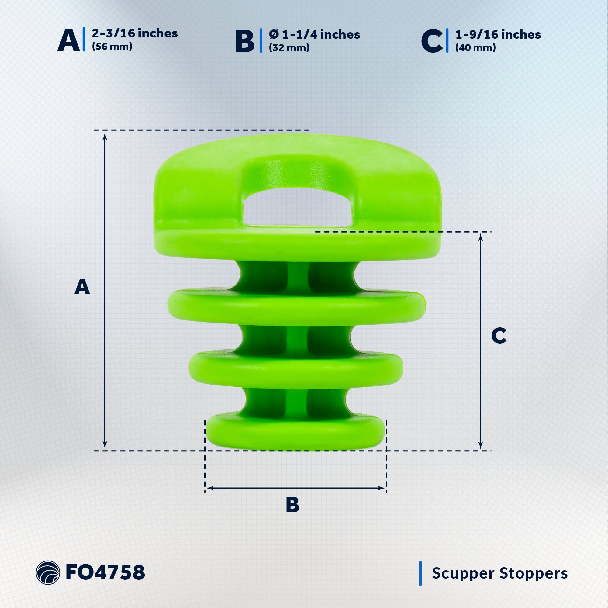 Five Oceans Kayak Scupper Plug 4-Pack Large 1-1/4" / 2" Inch Scupper Plugs Drain Holes Stopper with Handle and Rope Universal Kayak Plugs for sit on top of Kayak Canoe Boat - FO4758