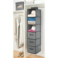 thumbnail image 2 of mDesign Long Fabric Over Closet Rod Hanging Organizer, 6 Shelves - Charcoal Gray, 2 of 8
