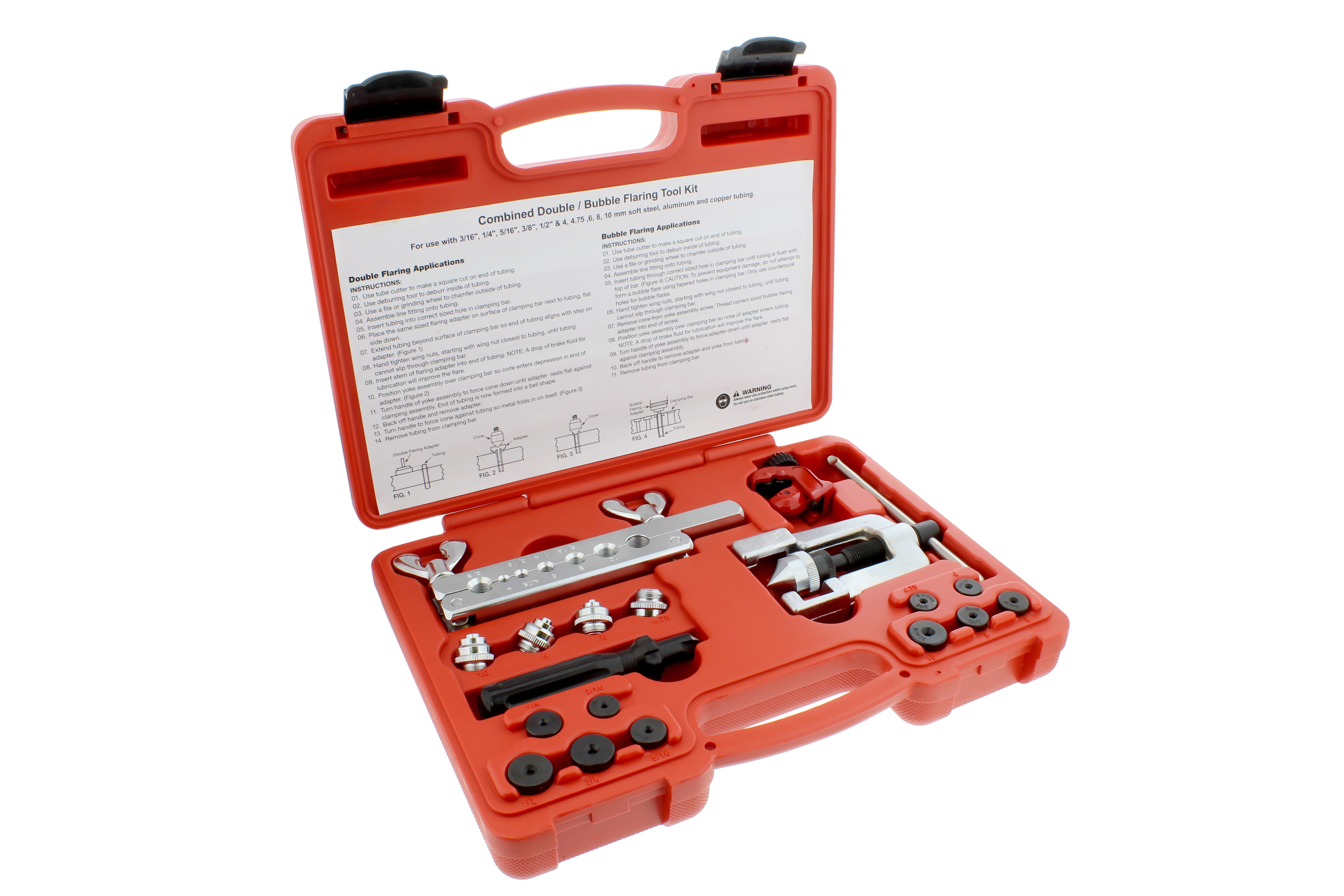 10 Pcs Brake & Air Line Double Flaring Tool Kit Set w Tube Cutter 3-16mm & Gift 