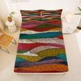 thumbnail image 5 of jejeloiu Artistic Abstract King Sheets For Men Women,Bright Striped Bedding,Rainbow Tones,4 Pieces,1 Flat Sheet, 1 Fitted Sheet and 2 Pillowcases, 5 of 6
