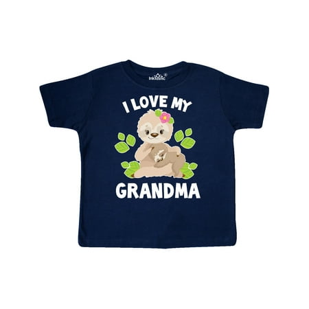 

Inktastic Cute Sloth I Love My Grandma with Leaves Gift Toddler Boy or Toddler Girl T-Shirt