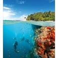 thumbnail image 3 of Colorful Duvet Cover Set, Exotic Tropical Theme Image of Scuba Divers Exploring a Coral Reef, Decorative 3 Piece Bedding Set with 2 Pillow Shams, King Size, Azure Blue and Multicolor, by Ambesonne, 3 of 3