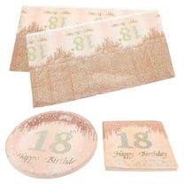 SEWCHICS Party Supplies Birthday Tableware Glittering Printing Plate Rose Gold 1Set