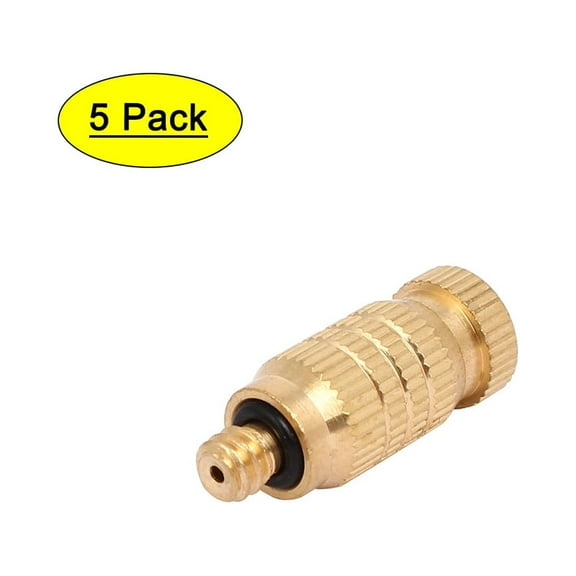 0.1mm Orifice Dia 25mm Long Brass Mist Nozzle Gold Tone 5pcs