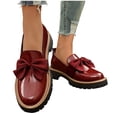 thumbnail image 4 of Bkhluea Women Patent Bow Chunky Platform Loafers Slip On Comfortable Footwear For Office Work Daily Casual Outdoor Activities, 4 of 7