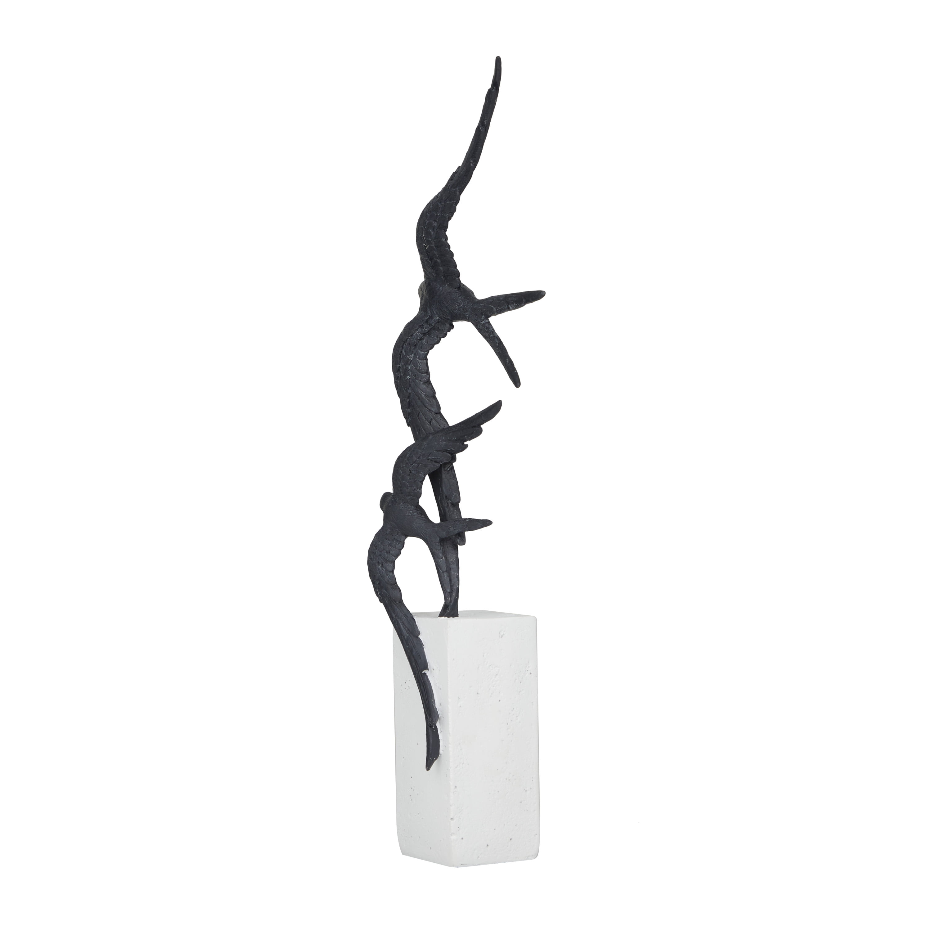 7" x 20" Black Polystone Bird Sculpture, by DecMode