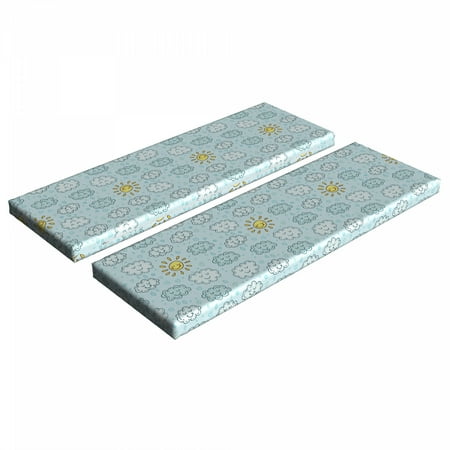 

Rain Bench Cushion Set of 2 Rainy Day Themed Clouds and Sun Pattern in Repeating Layout Standard Size Foam Pad and Decorative Cover Pale Blue Indigo by Ambesonne