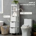 thumbnail image 3 of kleankin Tall Bathroom Cabinet, Slim Bathroom Storage Cabinet, Narrow Floor Cabinet with 3 Drawers and 2 Open Shelves, Linen Tower for Small Space, 3 of 9